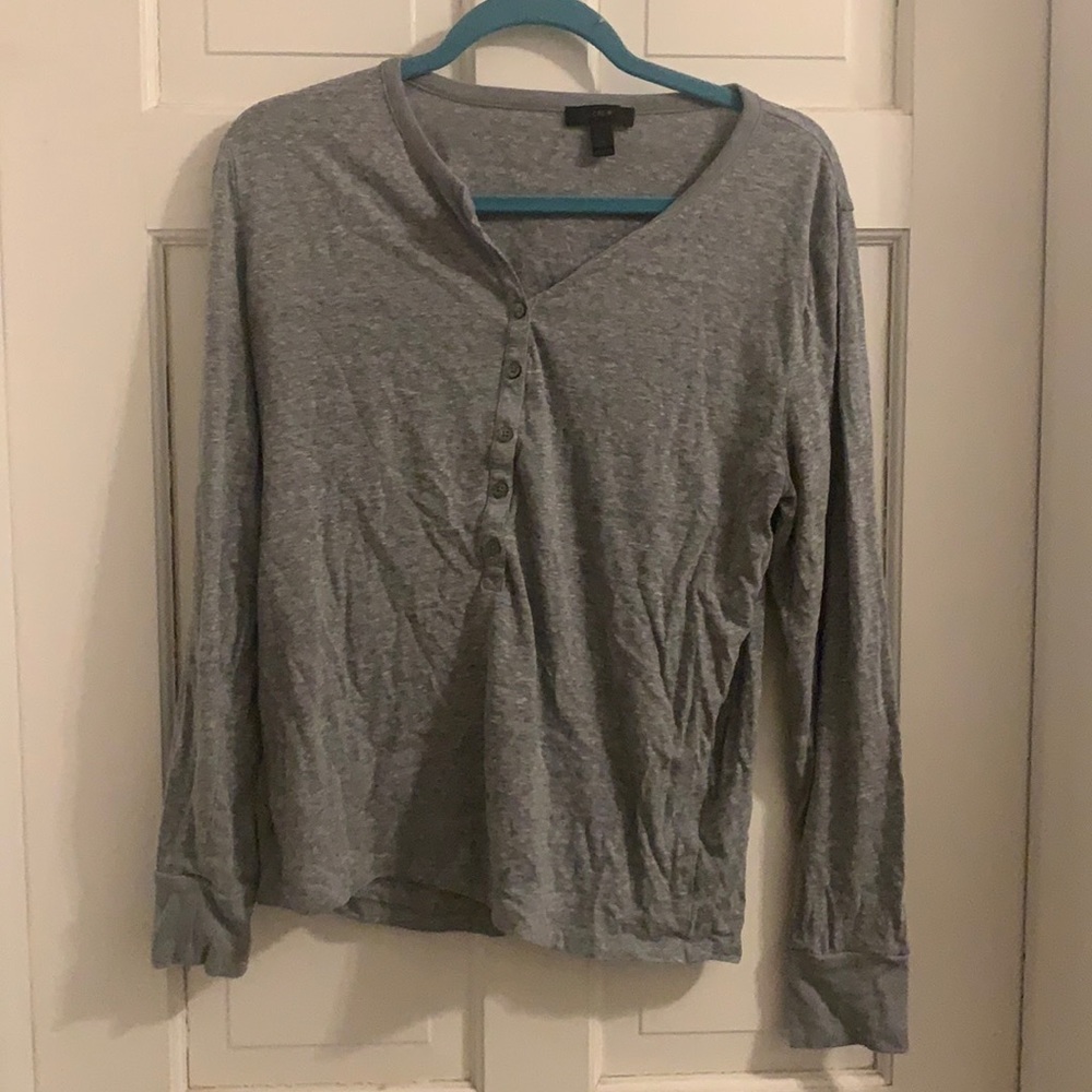 J.Crew Half Button-up Grey Long Sleeve Shirt